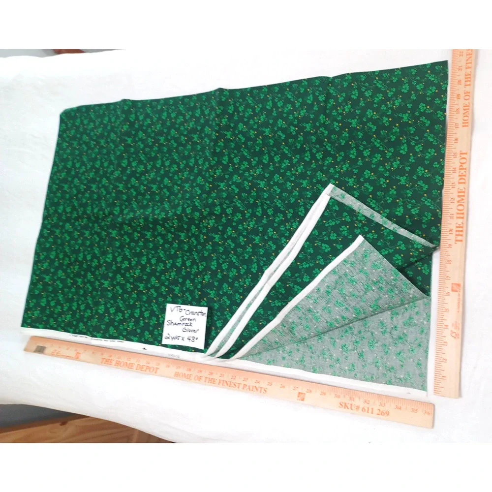 VTG Cranston Clover Shamrock Irish Green Cotton Fabric 1 Pc 2 Yards x 43